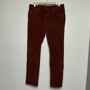 Stio Rivet Corduroy Pants Rust Brown Organic Cotton Straight Leg Mens 33x31